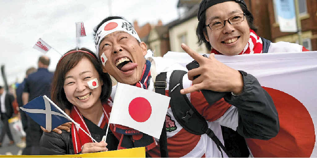 Japan rugby fans celebrate their teams win over South Africa – one of the greatest upsets in the world’s sporting history. Japan rugby fans celebrate their teams win over South Africa – one of the greatest upsets in the world’s sporting history.